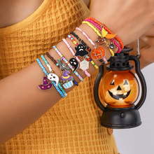 欧美跨境饰品万圣节米珠手链套装字母南瓜头恶魂个性趣味手串手饰