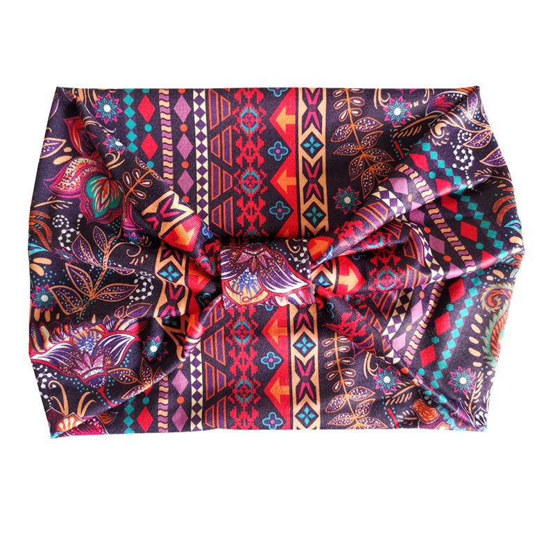 Bohemio europeo y americano anacardo yoga banda antitranspirante sudor-absorbente de algodón elástico deportes diadema de ala ancha impreso accesorios para el cabello