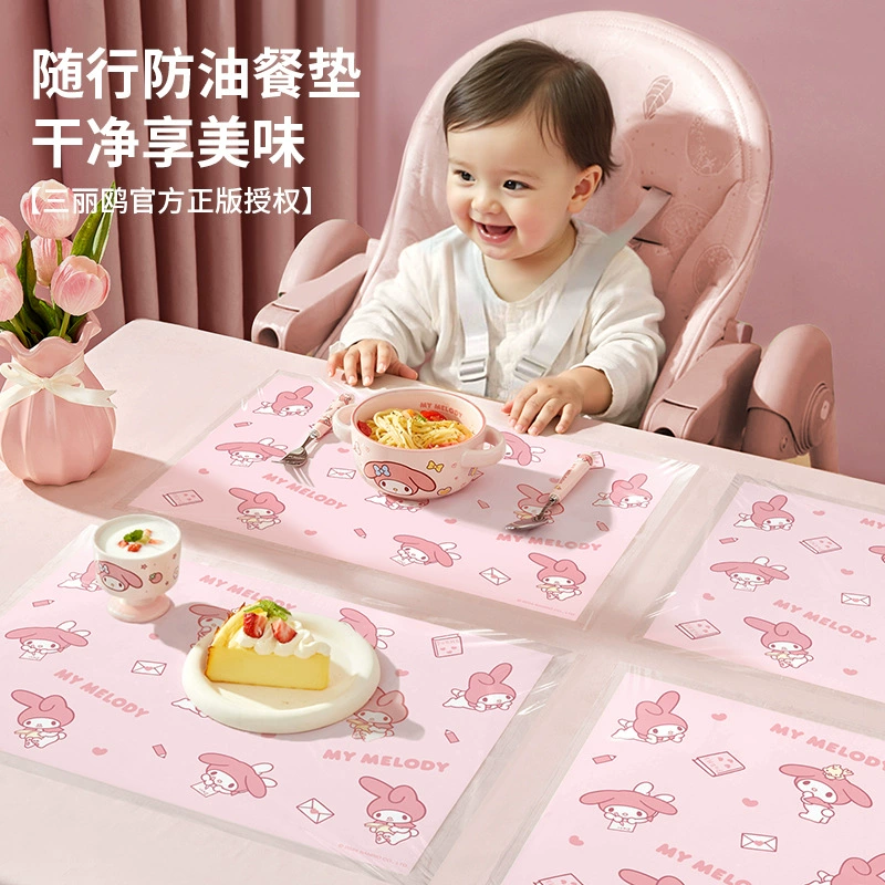 Sanrio одноразовые столовые коврики для детей портативный маслостойкий водонепроницаемый детский обеденный стул столовая скатерть