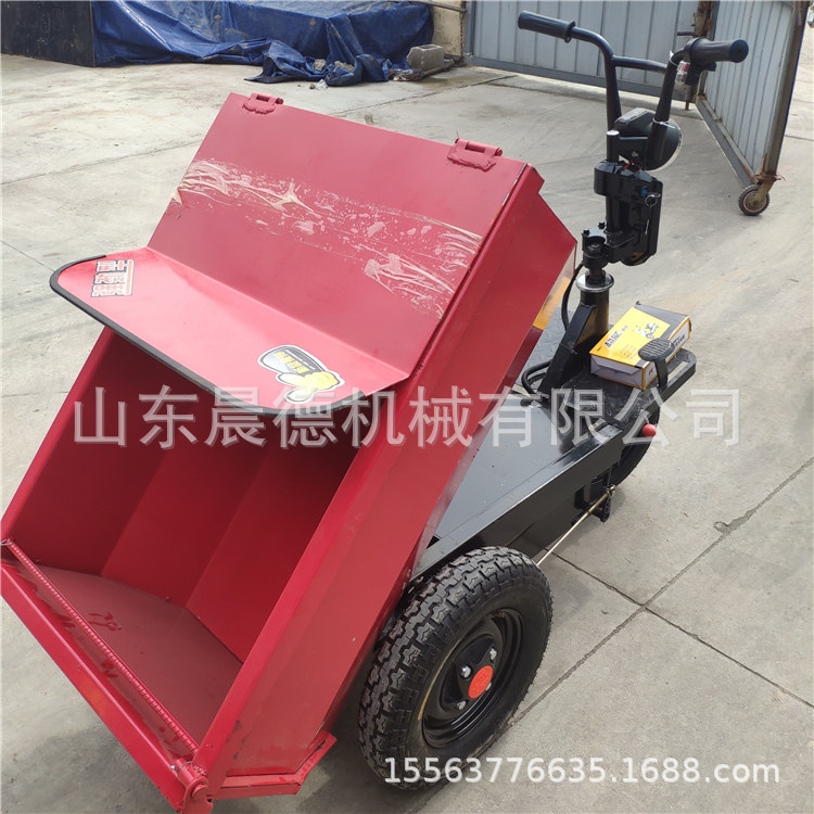 平板拉砖车汽油手推灰斗车 电动三开门拉砖车