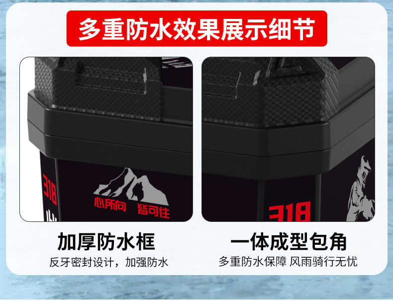 Electric Vehicle Trunk, Scooter Tail Box, 48L Large Capacity Delivery Box, Electric Bike Storage Box, Tool Box