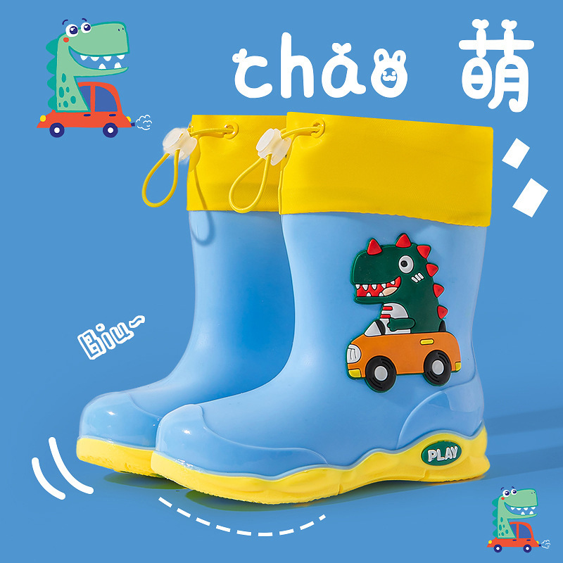 E-Commerce Cross-Border Dropshipping Children's Water Shoes, Student Girdle Boots, Dinosaur Rain Boots, Girls, Boys, Children's Rain Boots