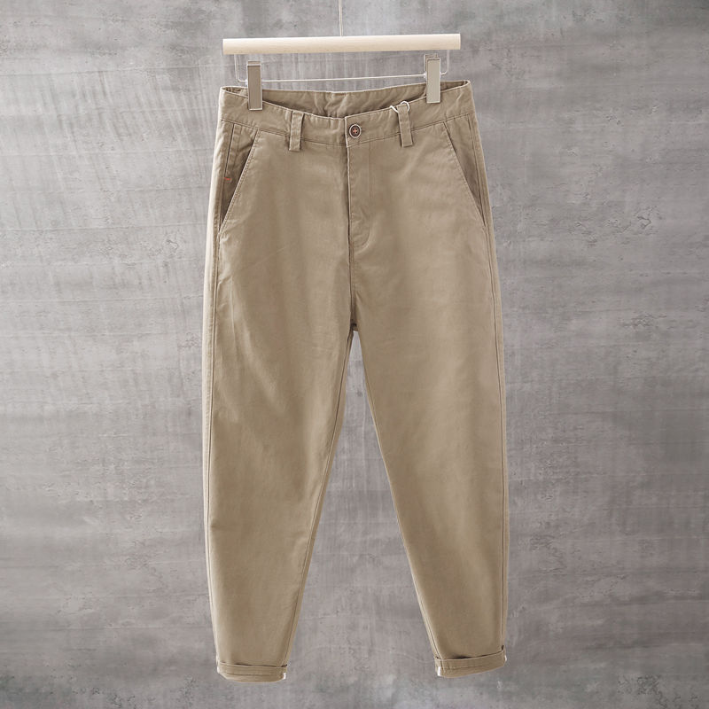 Spring summer new brand youthful and trendy men's casual straight leg tapered versatile pants_voghion.com