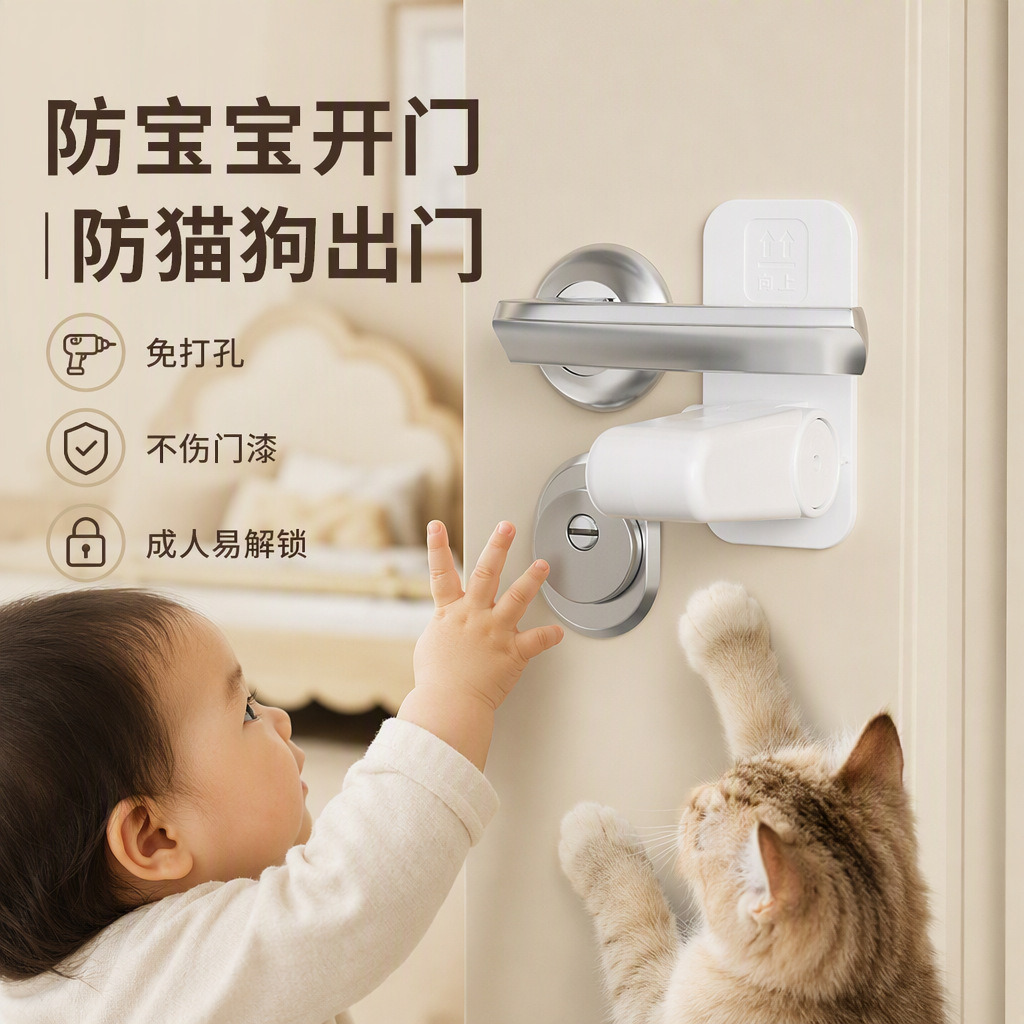 fjf多功能防开门门挡儿童安全锁小孩婴幼儿宝宝家用儿童锁门阻锁