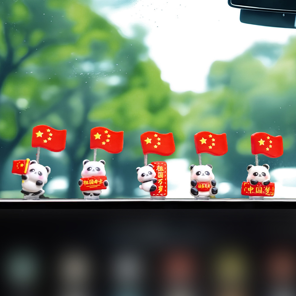 Decoraciones de automóviles 2025 nuevos pandas patrióticos en la pantalla de la consola decoración adorable e interesante