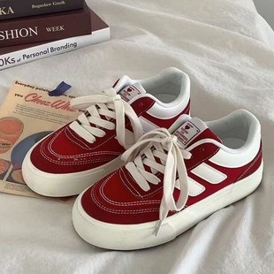 Thick-Soled Canvas Shoes for Women 2025 Spring and Autum New Niche Original Retro Sneakers Hong Kong Style Student White Shoes Wholesale