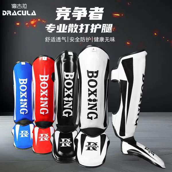 Muay Thai Leg Guards, Protective Gear for Sanda Fighting, Thickened Combat Gear for the Back of the Foot and Shin, Boxing Ankle Guards, Taekwondo Pads