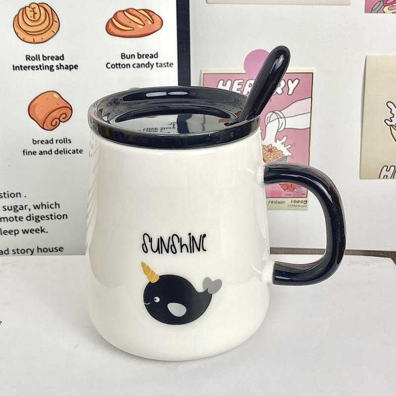 Taza Taza de cerámica Taza de agua para hombre con cuchara Taza de café de alto valor para el hogar Taza de pareja Taza de desayuno de oficina