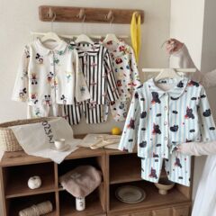 羊毛蚕丝儿童秋冬男女童开衫家居服套装中大童宝宝两件套德绒睡衣