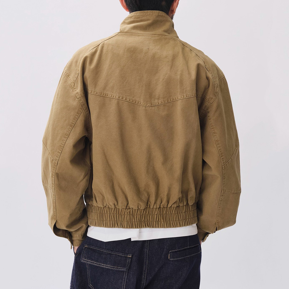 Giacca da lavoro retrò da uomo con colletto alto e design patchwork invecchiato, lavata e in stile Heavy Industry_voghion.com