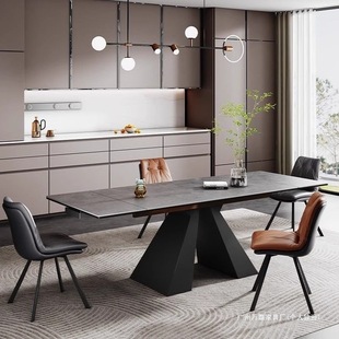 Italian Imported Rock Plate Dining Table Telescopic Modern Simple Light Luxury Household Small Apartment Multi-functional Light Dining Table Internet Celebrity