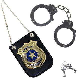 Halloween Cosplaypolice Character Dress Props Agent Costume Handcuffs Police Performance Badge Cross-Border