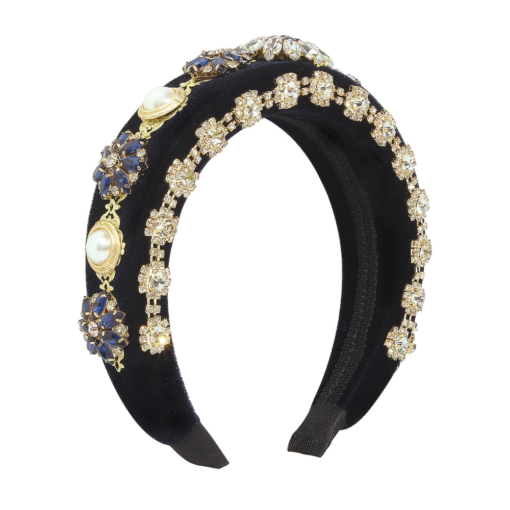 Baroque Palace Style Exaggerated Thick Sponge Headband Full Of Diamond Flower Hair Accessories display picture 2