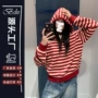 撞色春季款条纹美式毛衣