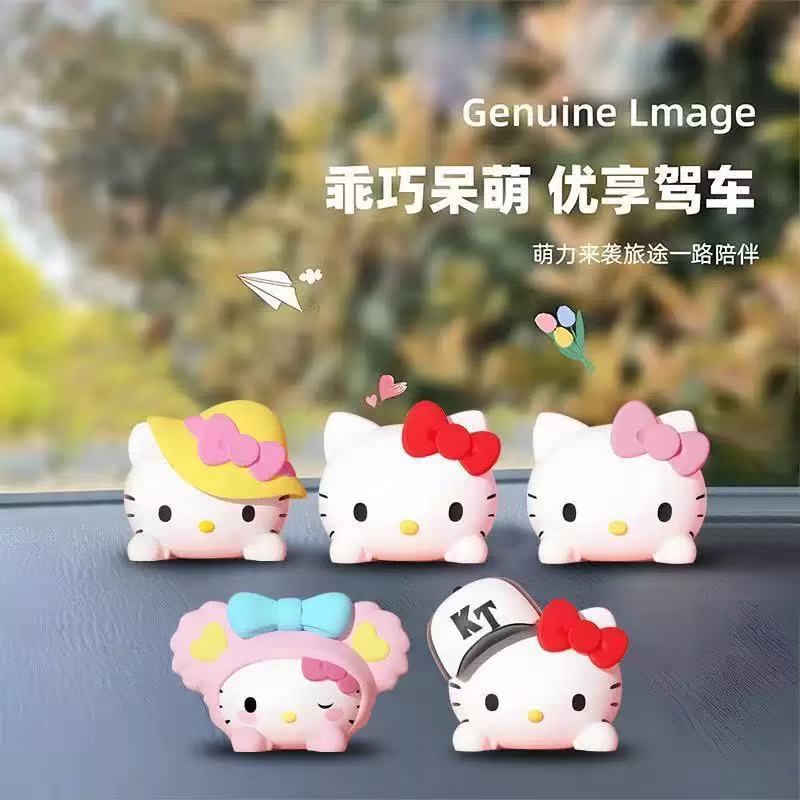 Cartoon Kt Cat Doll Pvc Soft Rubber Accessories Mobile Phone Case Storage Box Car Display Screen Sticker Decorative Ornament