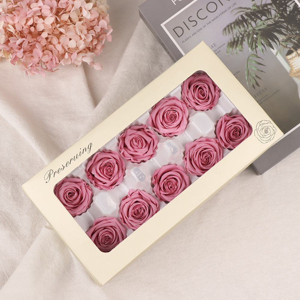 Clase B flor eterna flor rosa ramo de 3-4cm flor real de bricolaje fábrica de Yunnan al por mayor flor de San Valentín flor seca 520