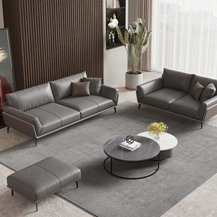 Business Office Sofa, Western Leather Light Luxury Boss Office Reception Area Coffee Table Combination Modern Reception Room Sofa