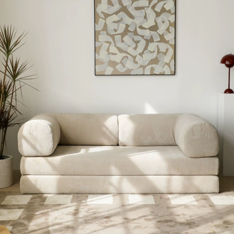 Sofá de tela de mechuca de aluminio sofá de compresión desmontable sofá de sala de estar plegable sofá combinado de apartamento pequeño