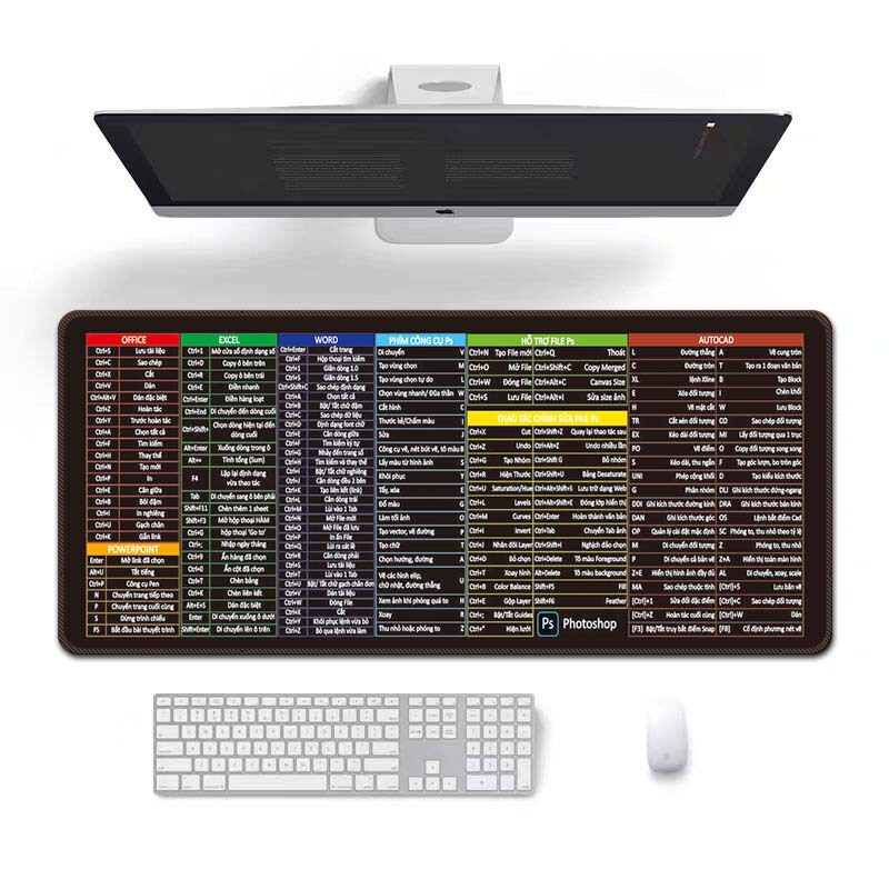 跨境批发热销英文快捷键多国语言定制耐脏鼠标垫办公桌垫MousePad|undefined