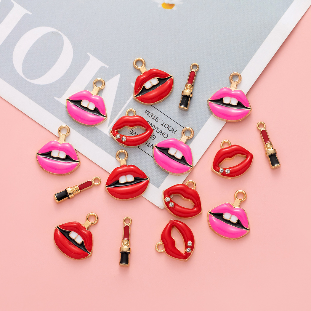 23g Weight 10 PCS/Package Alloy Rhinestones Lipstick Lips