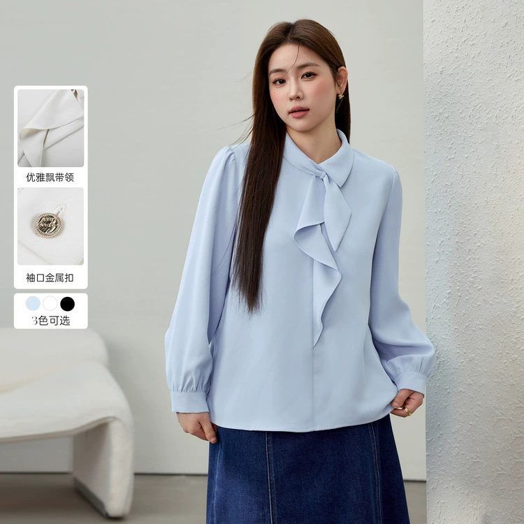 [Темперамент интеллектуальная мода ведет дикую рубашку с положительным плечом] Funny Show большой размер женский толстый мм весенний новый