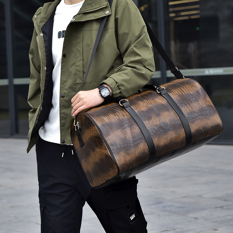 Bolso de viaje con patrón de cocodrilo de estilo europeo y americano de comercio exterior, bolso de hombro portátil de personalidad de moda, bolso de fitness para deportes al aire libre de corta distancia