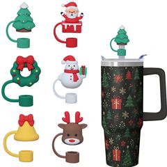 クリスマスストローキャップ stanley10mm3d 立体ストローキャップカーカップ漫画ストロープラグクリスマス