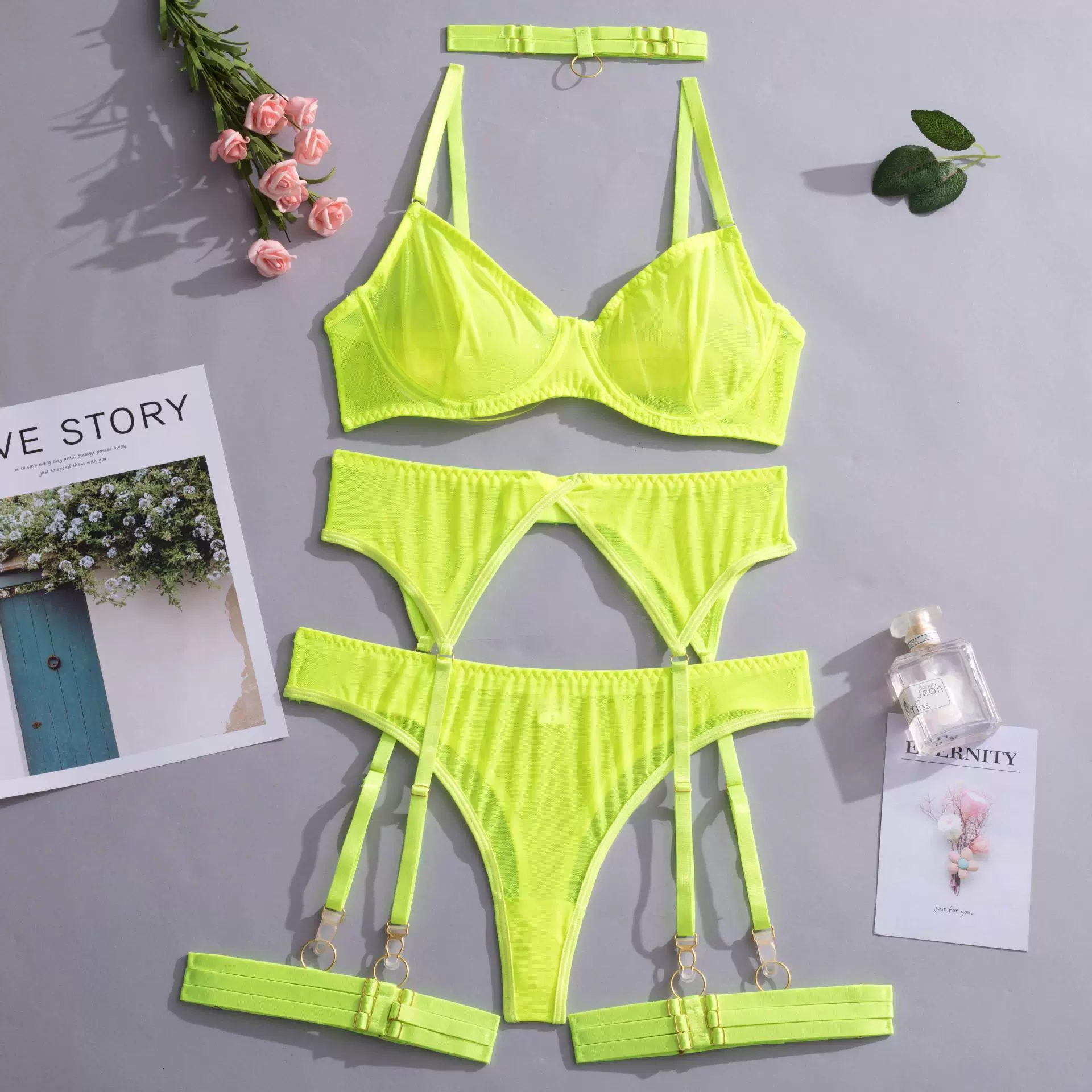 Сексуальное ультратонкое нижнее белье, комплект с кружевной поддержкой, eBay, комплект из 3 предметов