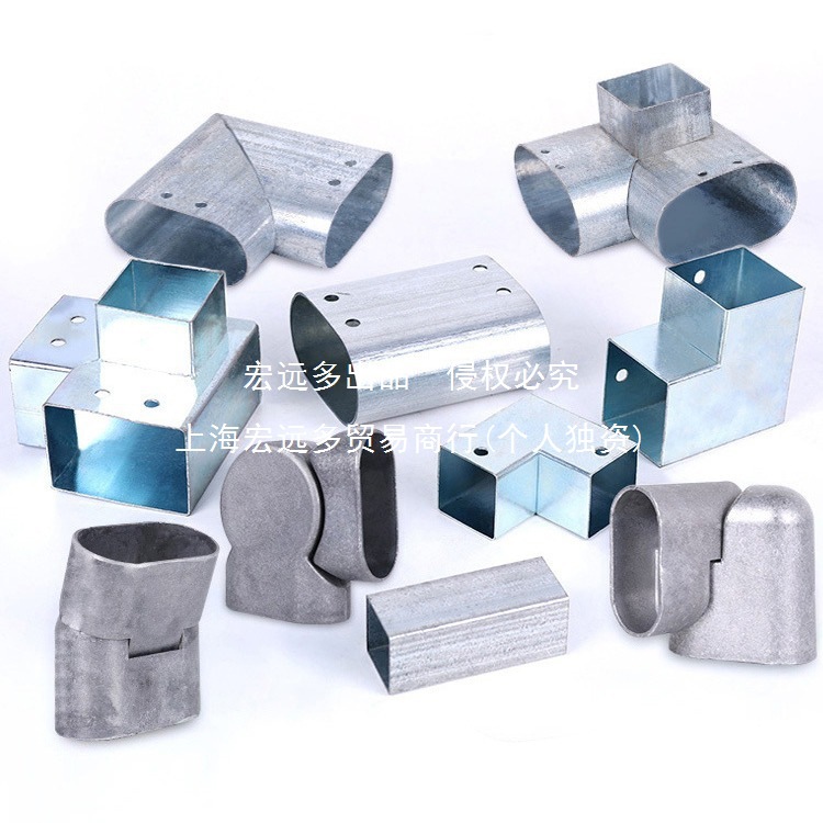 护栏栏杆配件方管连接免焊接通用固定配件90度铁管活接二通三通