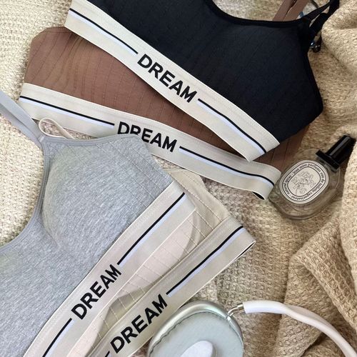 Dekansheng sports women's thin bra vest anti-exposure tube top girl bra Maillard American retro underwear