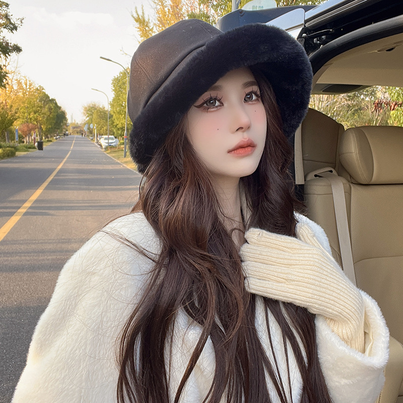 New Autumn and Winter Mongolian Hats for Children's Warmth, Comfort, and Western-style Hats. Japanese Plush, Small, Simple, Elegant Fisherman's Hat_voghion.com