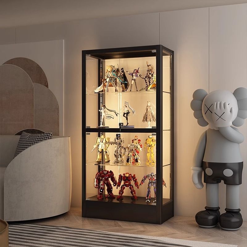 手办柜乐高展示柜带灯玻璃柜家用夹缝防尘收纳架子玩具陈列柜酒柜