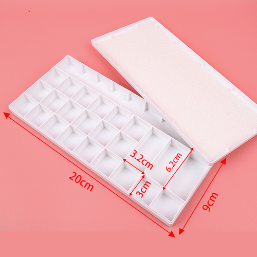 Square white basic 24 grid anti-spill moisturizing watercolor gouache hard cover pigment coloring box art coloring supplies