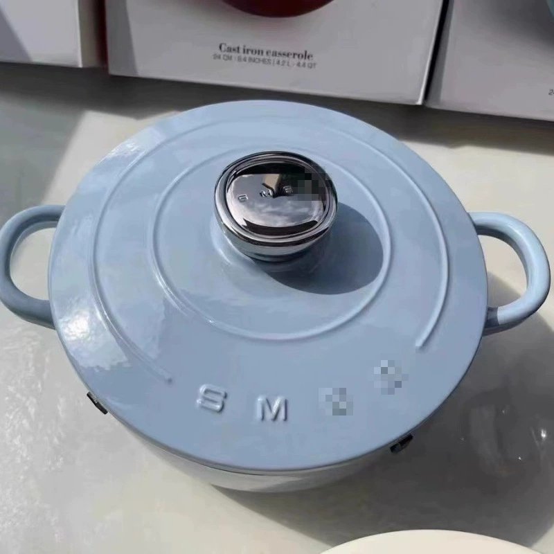Factory direct sales SMEG enamel pot 24cm double-ear cast iron pot thickened non-stick pot induction cooker stew pot