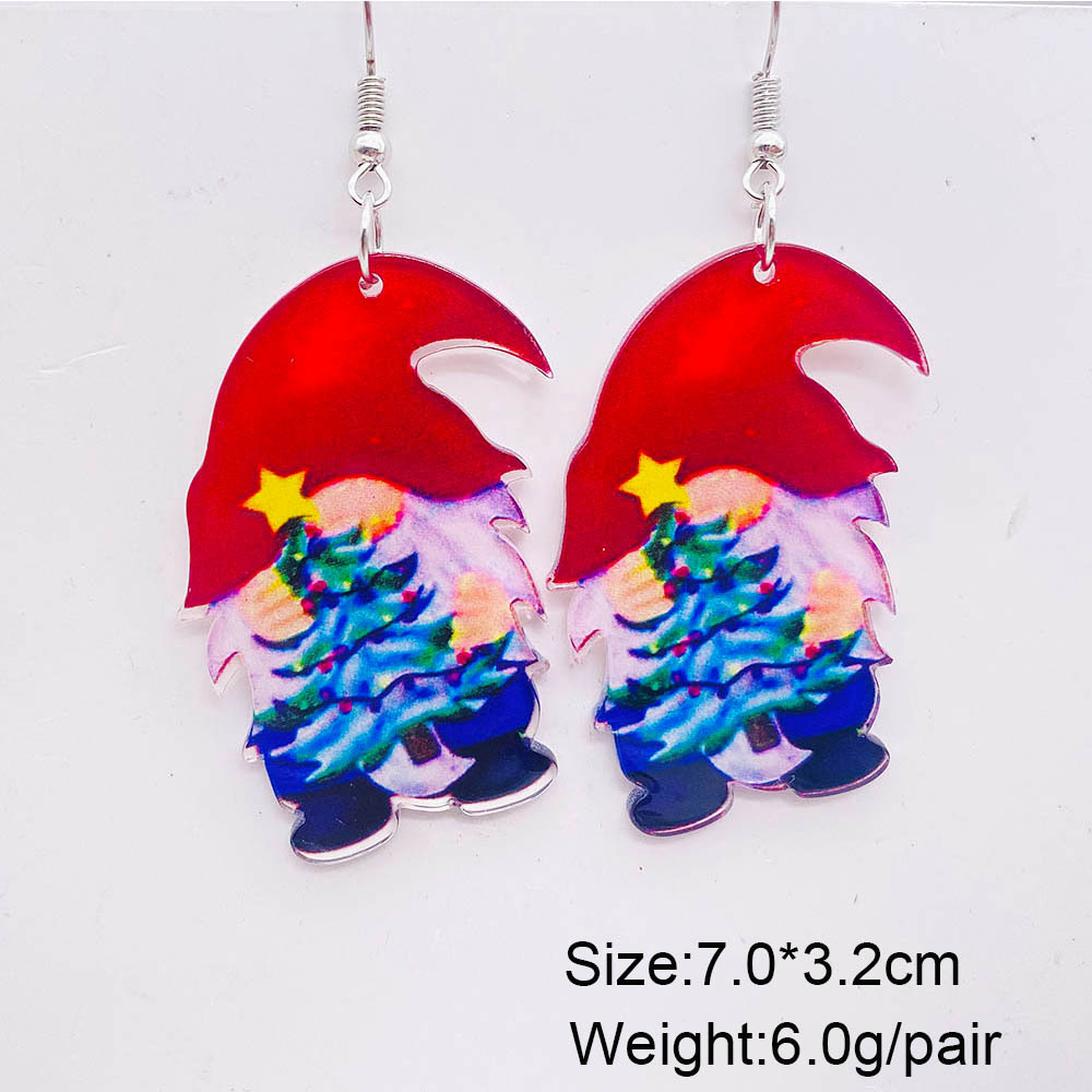 Daily Occasion Arylic Material 1 Pair Christmas Cute Christmas Tree Doll Snowman Arylic Drop Earrings