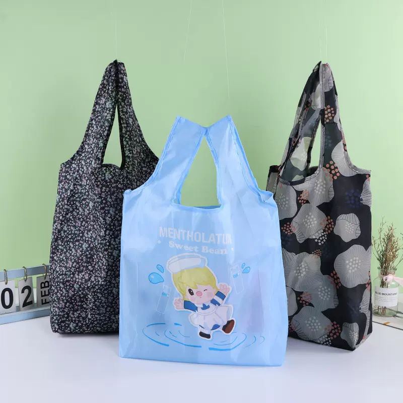 创意折叠便携买菜购物袋定制春卷包涤纶手提袋超大收纳购物袋定做