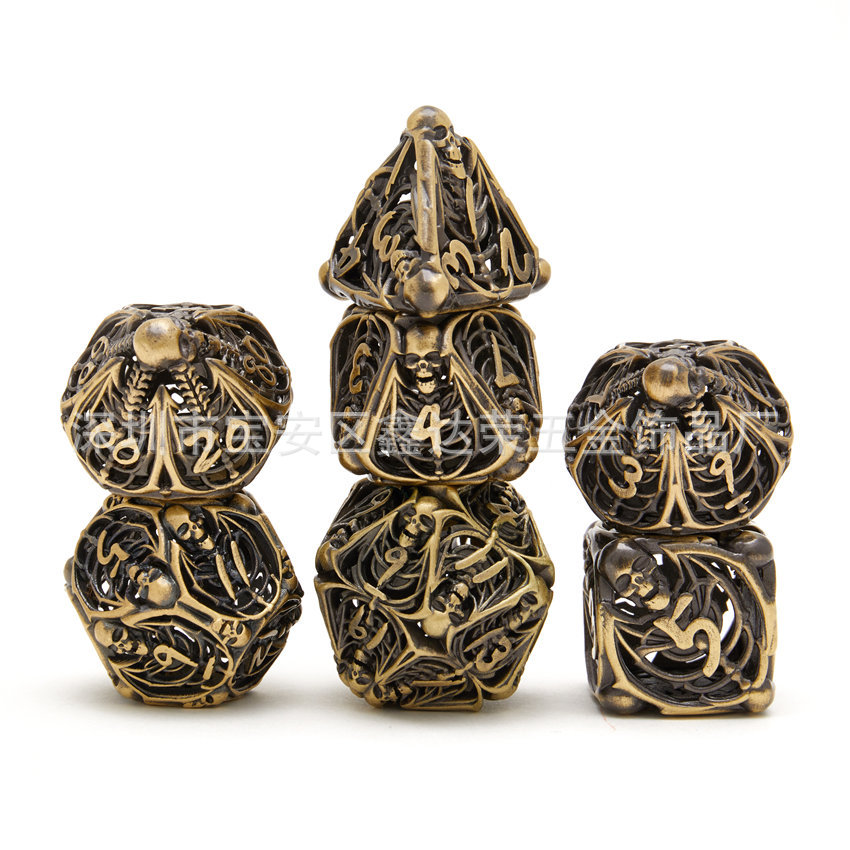 Source Factory Metal Dice Set Hollow Color Cthulu Table Game Multi-sided Dice DND Running Group Sieve