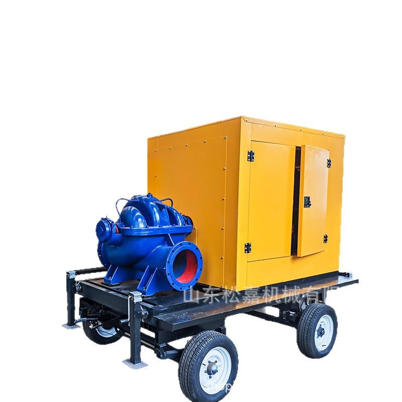 Camión bomba de control de inundaciones con motor diesel, camión bomba de drenaje móvil, gran flujo, alta elevación, sin bloqueo, remolque, bomba de drenaje