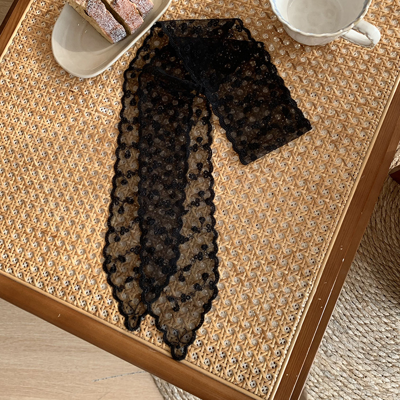 Buñuelo de seda larga larga alta sensación de encaje hottie fugas bufandas de hombro bufandas de collar bufandas de cabello bandana bufandas de encaje cintura