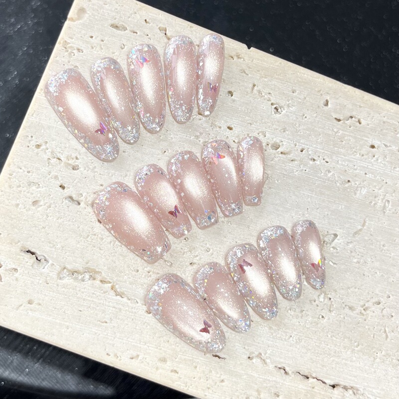Gem Garden 手作り光療法ウェアラブルネイル点滅キャットアイガーランドスパンコール気質美白ウェアラブルネイルアートステッカー|undefined
