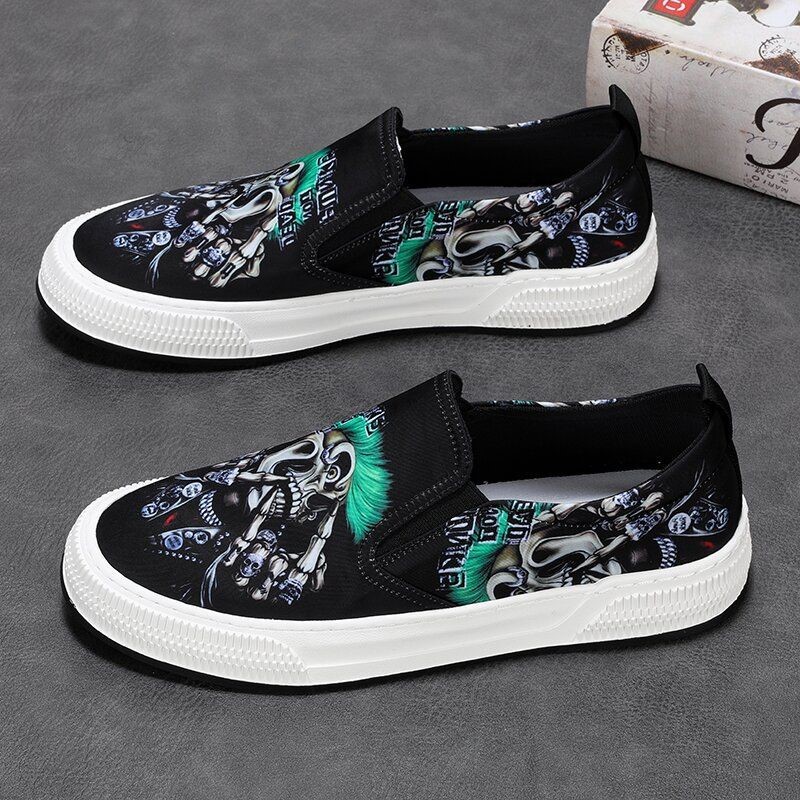 Herren Freizeitschuhe Mit Blumenmuster Graffiti Canvas Sneaker_voghion.com