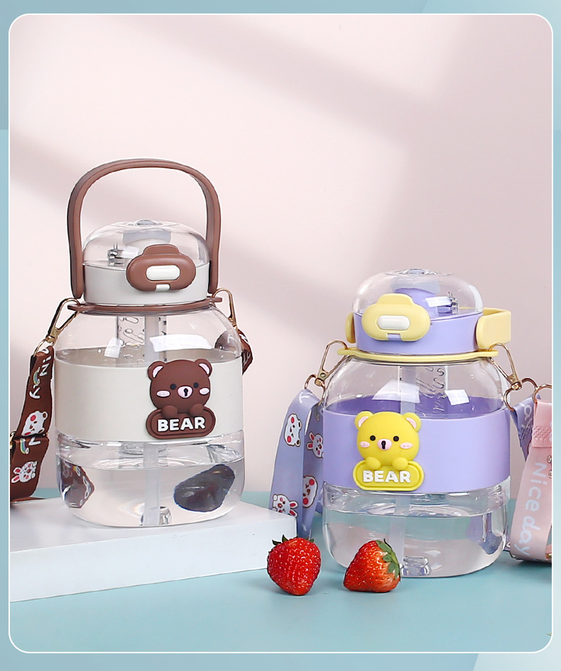 Cartoon dolls, cute plastic water cups, summer children's big-bellied cups, straw cups, outdoor sports water bottles, ton-ton buckets, summer pic 35