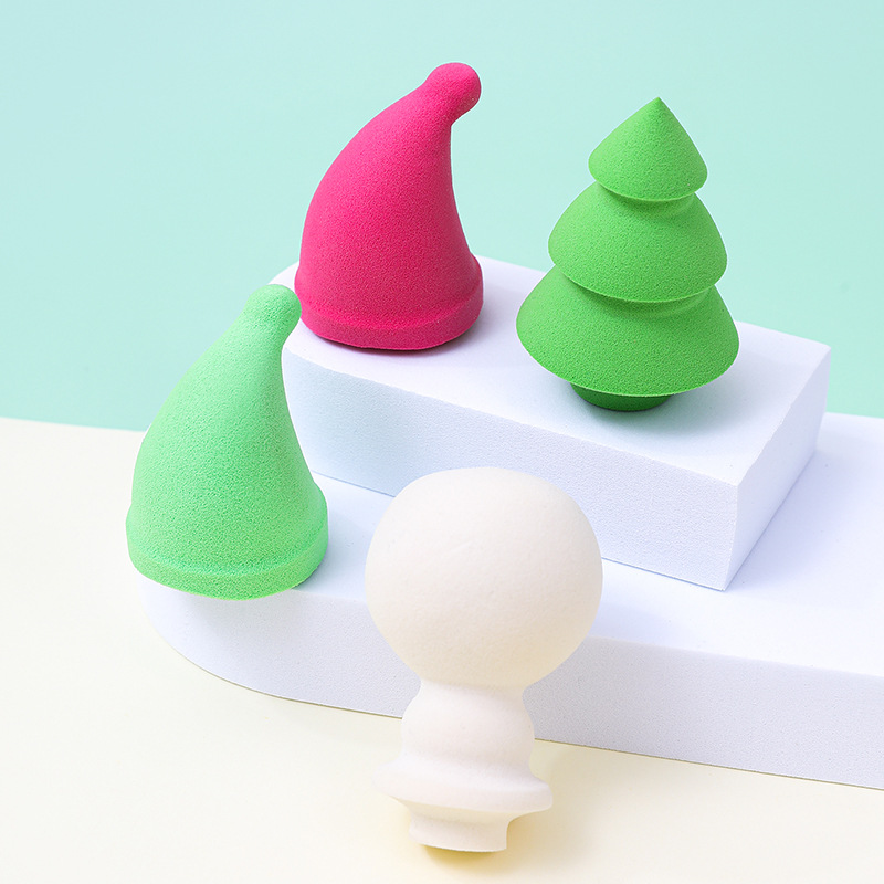 Huevo de maquillaje de Navidad personalizado almohadilla de aire suave no comer polvo de maquillaje de látex pequeña esponja de maquillaje de huevo