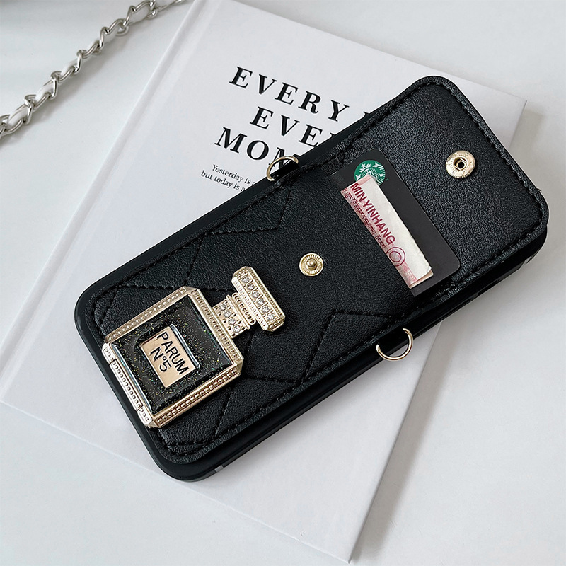 White, Black Color Rhinestone Bag Letter Perfume Bottle Handmade Cute Luxurious Phone Cases Phone Accessories