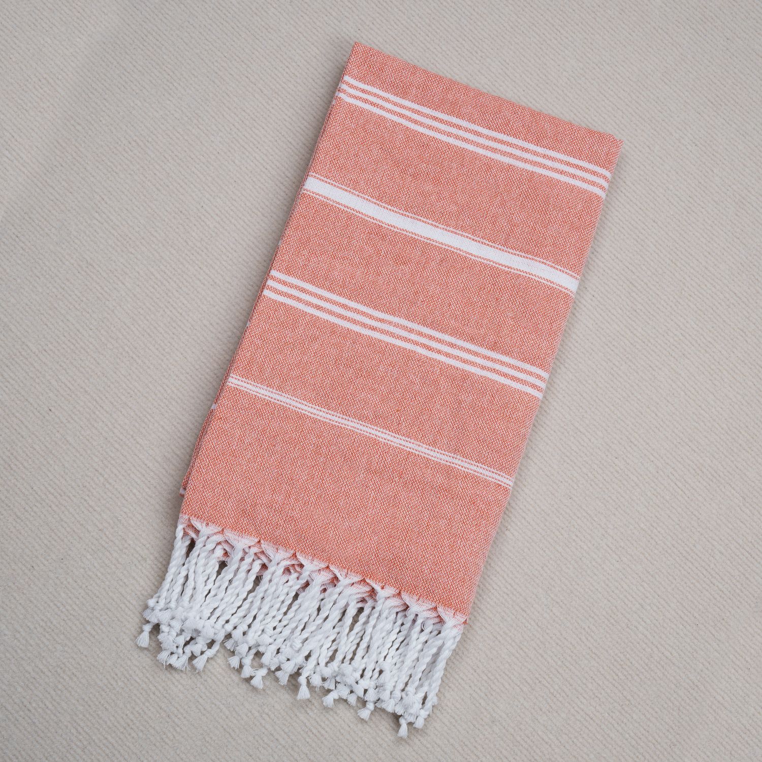 Horizontal striped beach towel orange