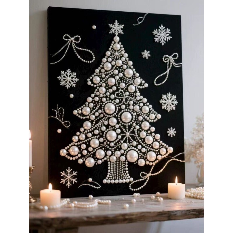 New Christmas Tree Pearl Painting DIY Handmade Bead Painting Decorative Painting Gift Painting for Friends Entrance Living Room Ornaments