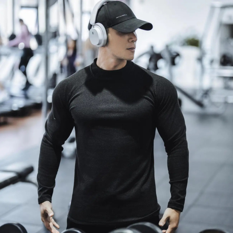 Autumn and Winter Sports Bottoming Shirt Pure Color Fitness Long-Sleeved T-Shirt High Collar Tight Elastic German Velvet Thickeneded Warm Inner Wear Autumn and Winter Sports Bottoming Shirt Pure Color Fitness Long-Sleeved T-Shirt High Collar Tight Elastic German Velvet Thickeneded Warm Inner Wear