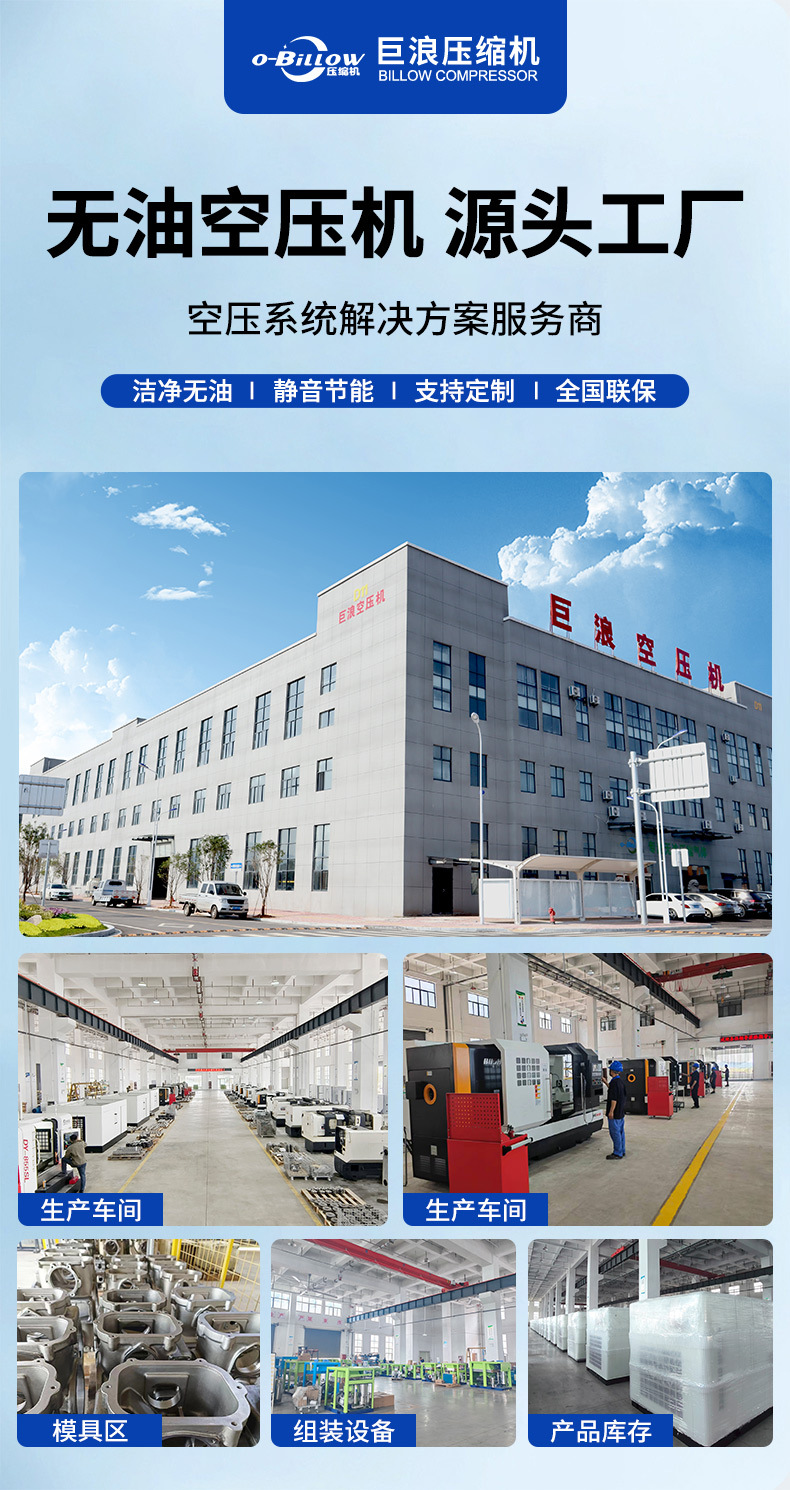 Jilang Energy-Saving 7.5Kw Oil-Free Air Compressor Screw Type Permanent Magnet Variable Frequency Water-Lubricated Compressor Factory Stock Fast Delivery