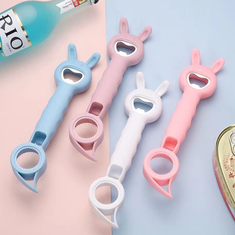작은 토끼 4-in-1 범용 병따개 다목적 다기능 병따개 맥주 캡 오프너 캔 오프너 병뚜껑 오프너