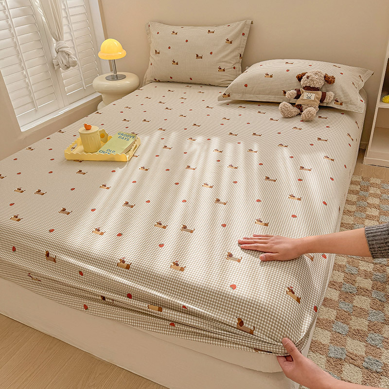 Single product cotton printed bed hat cartoon small fresh dormitory mattress protector cotton student bedding wholesale